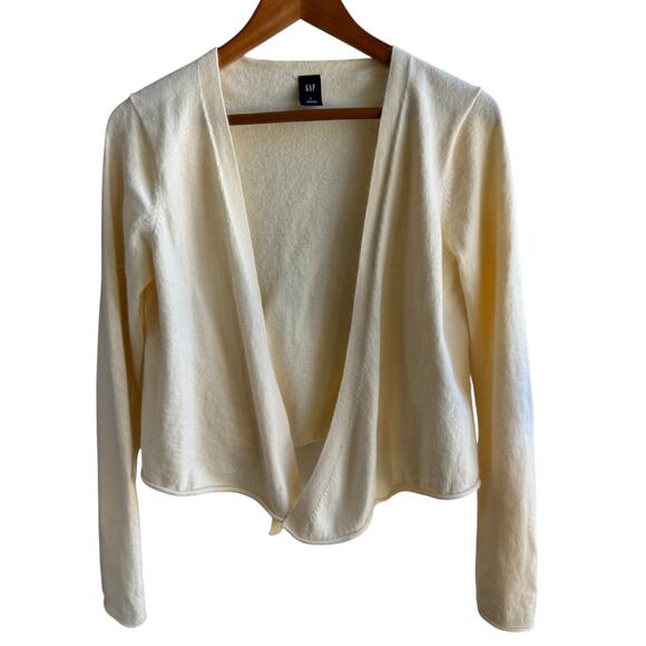 Vintage GAP Sweater Womens M Pale Yellow Open Cardigan Cotton Angora Blend Y2K - Picture 12 of 12